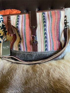 Myra Bag Multicolor Woven Tote with Brown Trim Last day of the Myra Bag Sale! 20% off main image 3